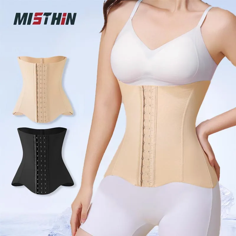 

MISTHIN ледяной шелк, тренажер для талии, женский дышащий женский корсет, пояс для похудения, стальная кость, женское корректирующее белье