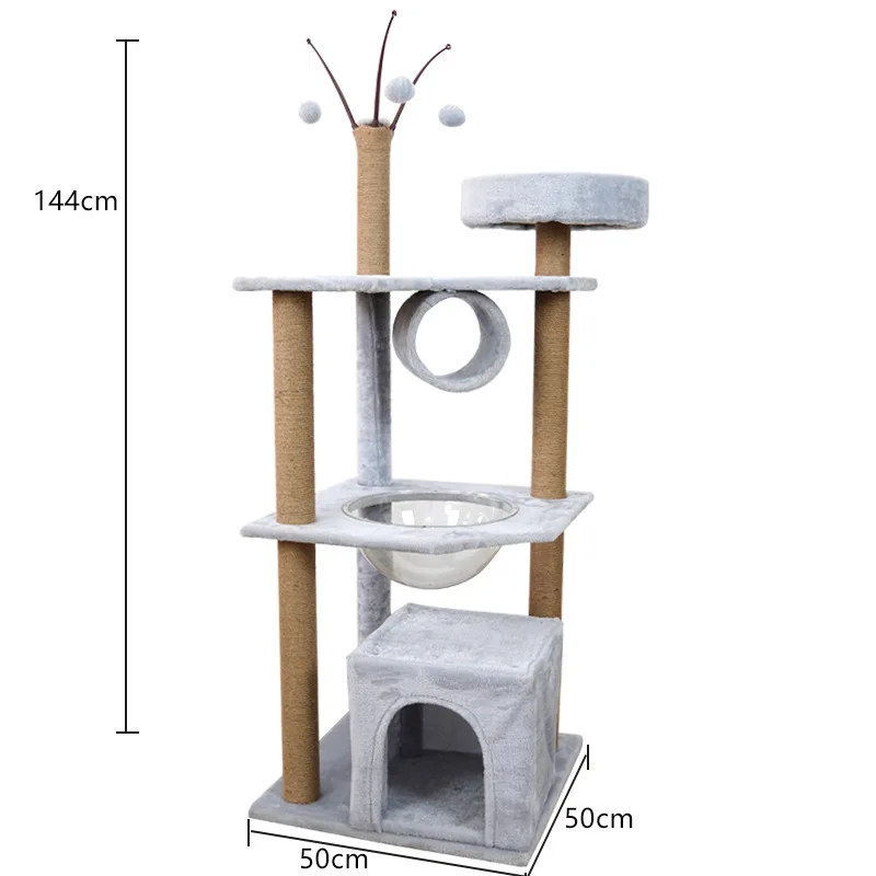 

New Product Sustainable Wood Scratcher Furniture Cat Climbing Tree SISAL Luxury Cat Tree Wood Brown Cat Tree Solid Wood