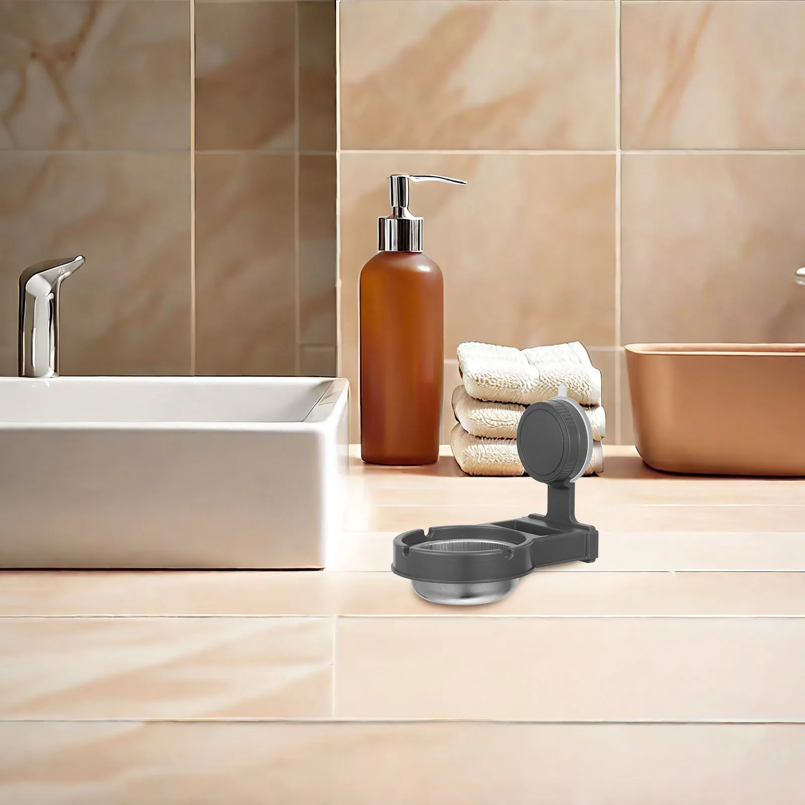 

Suction Cup Wall Mounted Bathroom Toilet Cigarette Butt Holder Metal Ash Container Easy Install Multifunctional Storage