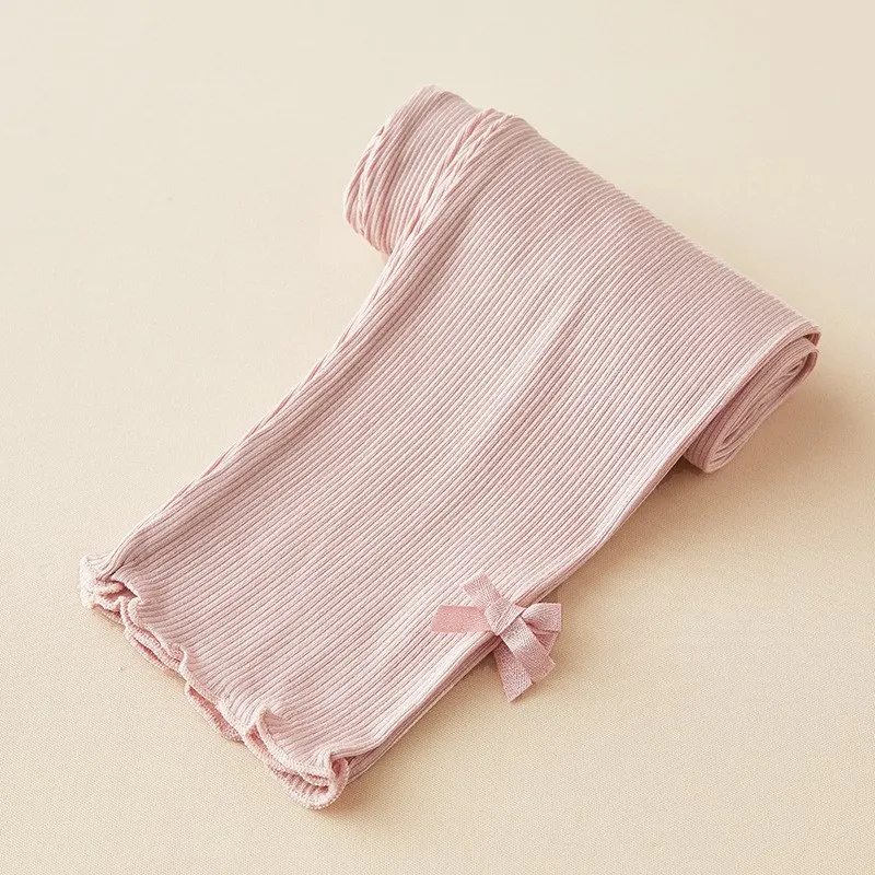 

Girls Cotton Trousers Spring Autumn Lightweight High Waist Seven Quarter Pants Striped Pattern Children's Long Pants