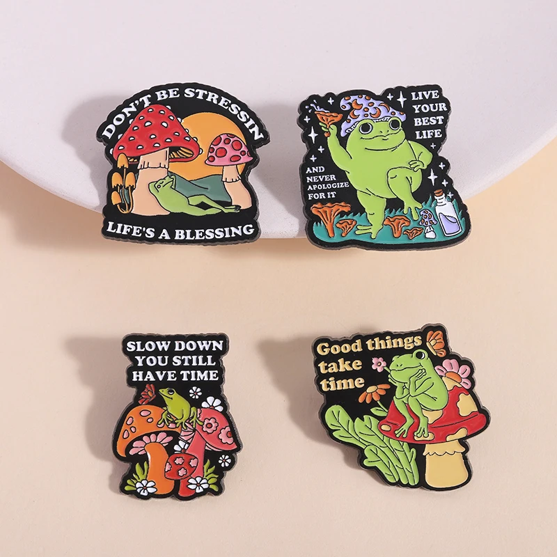Cute Frog Collection Enamel Pins Slay-DHD Mental Health Autism Frog Brooches Lapel Badge Fashion Jewelry Gifts for Kids Friends image 4