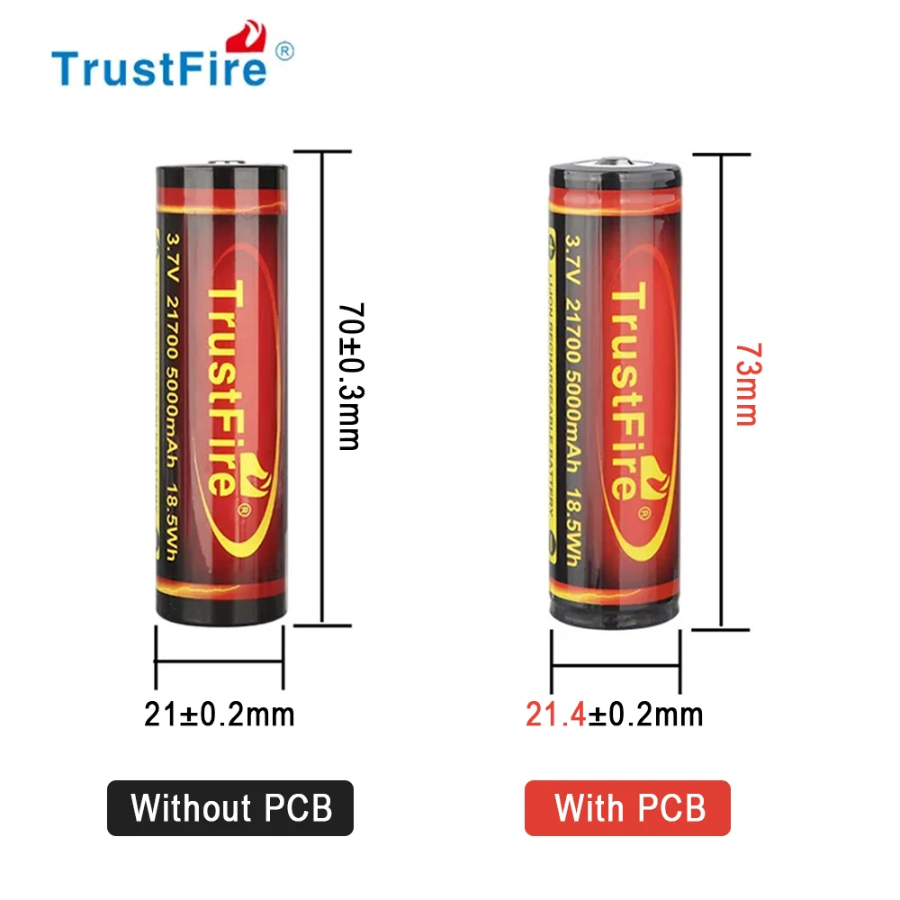 TrustFire 21700 Lithium Battery 3.7V 5000mAh Rechargeable Li Ion Batteries For MC3 T40R T21R T90R Flashlight Toys Battery