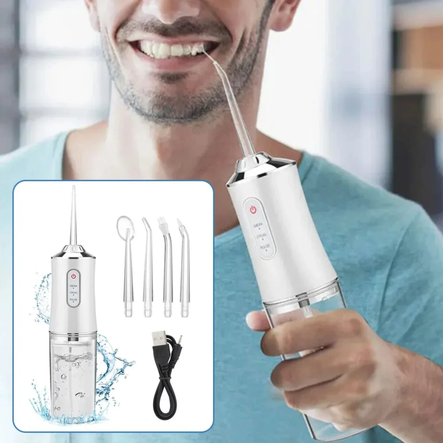 Efficient, Lightweight, Portable Cordless Rechargeable Electric Dental Floss Irrigator for Fresh Breath and Healthy Gums - Oral