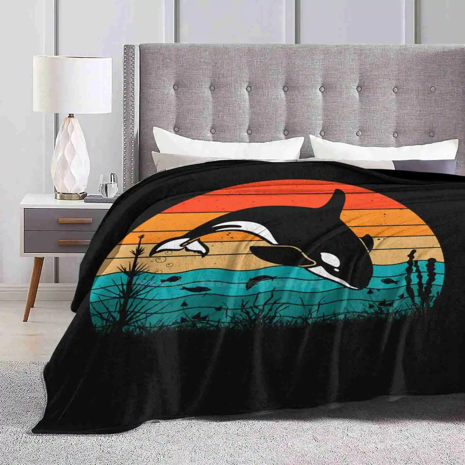 Killer Whale Top Quality Comfortable Bed Sofa Soft Blanket Ocean Dolphin Animal Orcas Seaworld Cetacean Blackfish Sea World