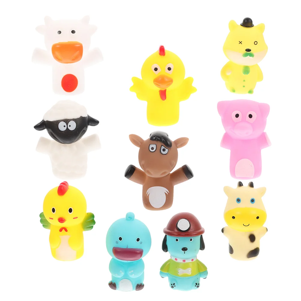 10 Pcs Puzzle Poultry Toy Hand Puppet Parent-child M Vinyl Finger Puppets for Kids