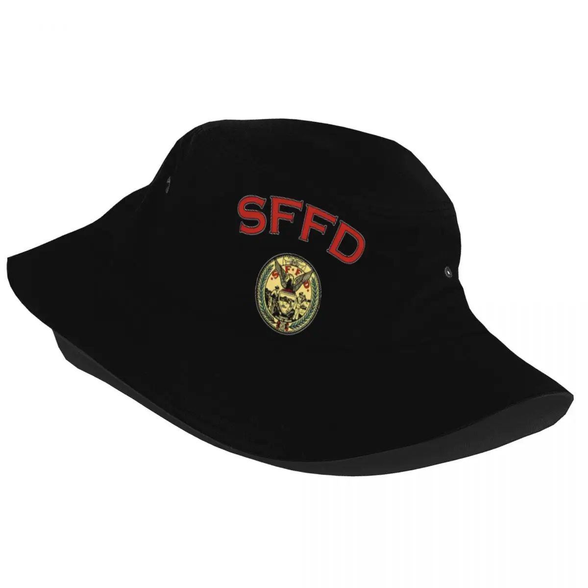 SFFD SAN FRANCISCO FIRE DEPARTMENT SEAL Bucket Hat Summer Retro Fisherman Hats Foldable Hunting Caps Hawaii Design Sun Hats