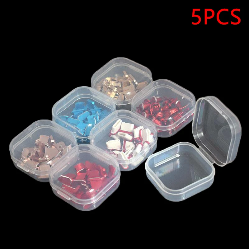 5PCS Mini Plastic Storage Box Transparent Jewelry Storage Box Container Portable Earring Ring Earplugs Packaging Storage Case