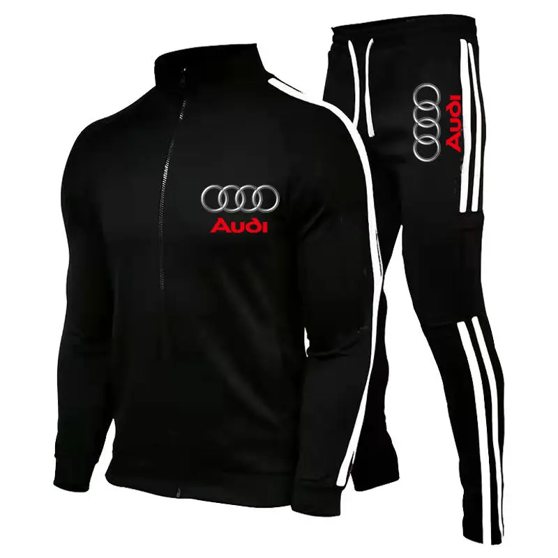 2025 Nuevo traje de ciclismo de la marca Audi, conjunto deportivo y de ocio, traje de carreras estampado para hombre, conjunto de traje deportivo empalmado