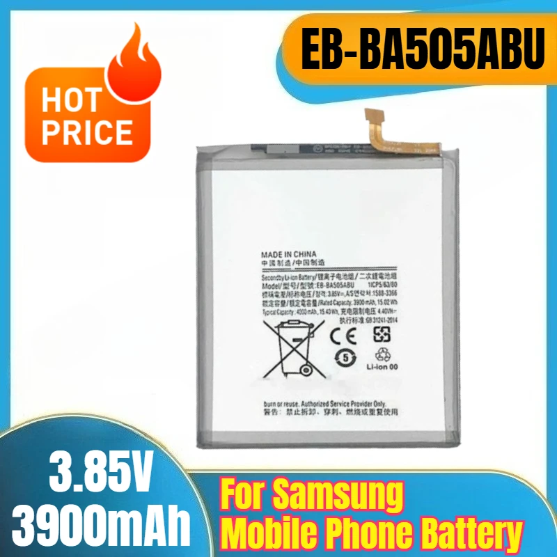 

EB-BA505ABU 3.85V 3900mAh Mobile Phone Battery for Samsung Galaxy A50 A50S A505GN/DS A505W A30s A30 SM-A507FN A507