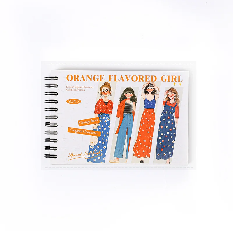 سلسلة منكهة مكونة من 50 ورقة/عبوة من ملصقات PET الأنثوية ذات طابع برتقالي حلزوني #3