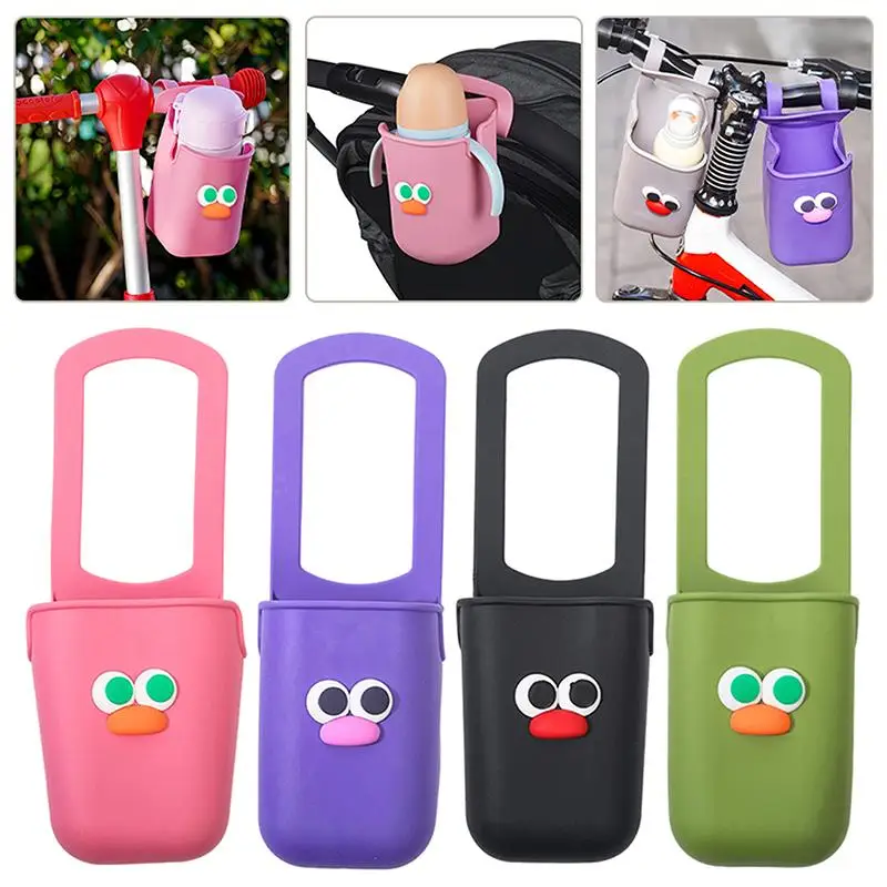 Soft Silicone Stroller Cup Holder with Cute Cartoon Face Design Perfect for Baby Strollers Car Seats Outdoor Daily Use-TOY