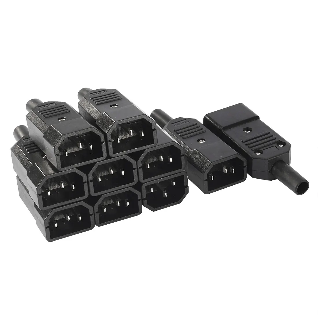 

10Pcs AC 250V 10A IEC 320 C14 Male 3 Terminals Power Socket Adapter Connector Black AC Socket Plug for PDU Cabinets Printers