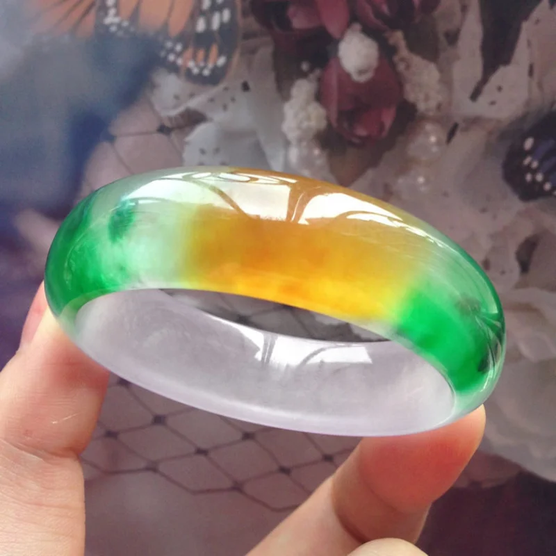

Jade bracelet Quartz Rock Bracelet Grade Women's Noble Consort Three-Color Jade Bracelet Jade Stone Fu Lu Shou Bracelet