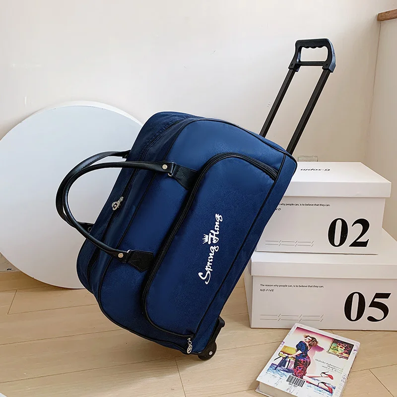 Large Capacity Trolley Case Travel Bag Handbag Foldable Thickened Wearresistant Boarding Case Home Storage Travel Convenient Bag