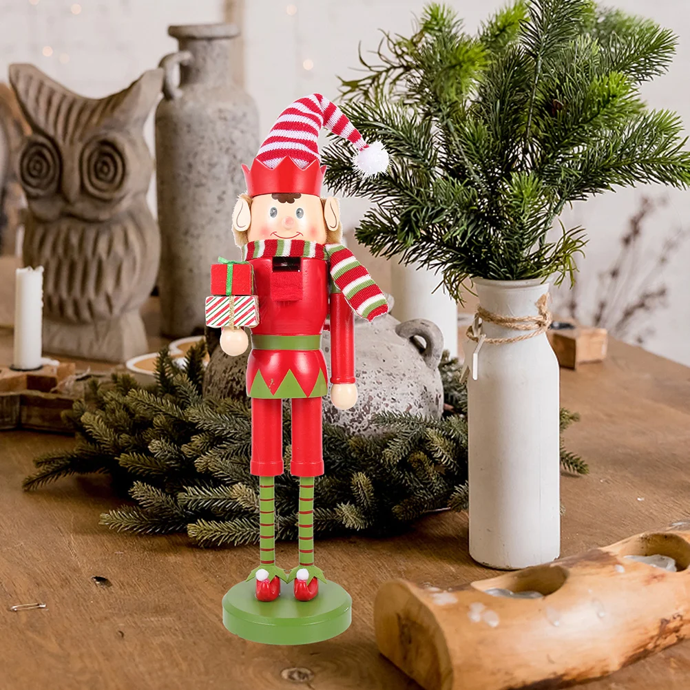 

Wooden Christmas Nutcracker Figure Holiday Decor Statue For Living Room Mantel Tabletop Fireplace Xmas Desktop Craft