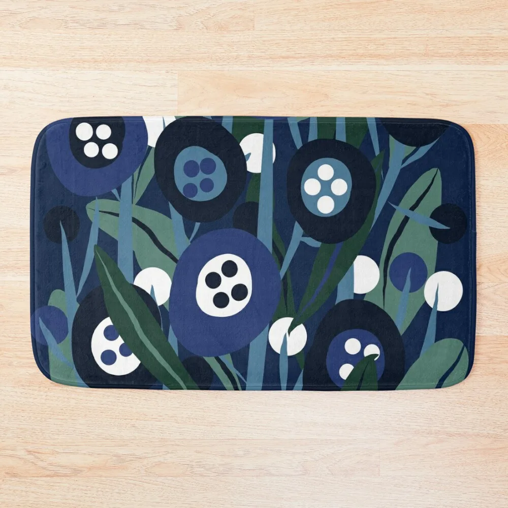 

Bold Modern Scandinavian Abstract Flowers by Night Bath Mat Bedroom Carpet Home Decor Mat