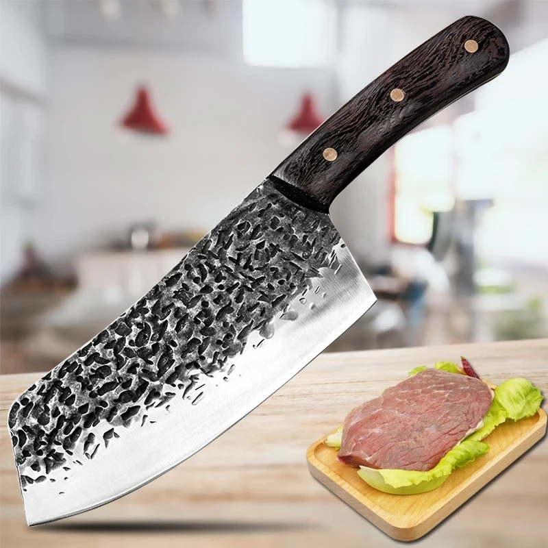 

6.7inch Forged Kitchen Knife Butcher Chopping Chef Knife Wooden Handle Handmade Camping Hunting Sharp Slaughter Butcher Knife