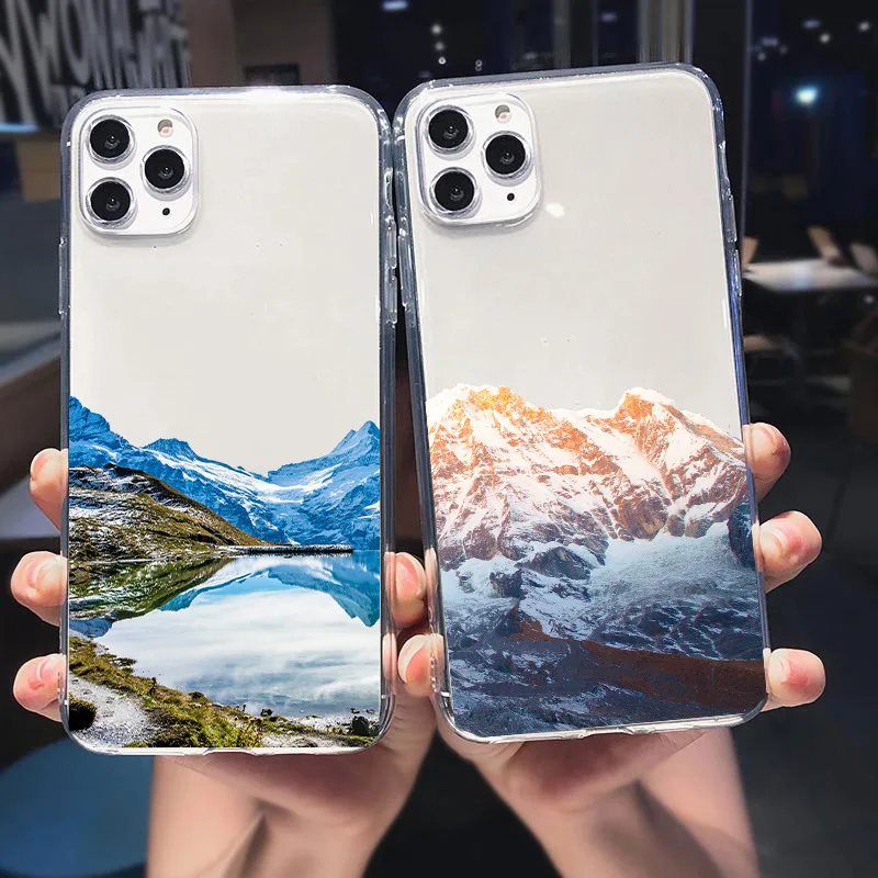 Hand Painted Landscape Phone Case For iphone X XS MAX XR 11 Pro Scenery Cover iPhone 7 8 Plus SE 12 Mini 13 11 12 Pro MAX Case