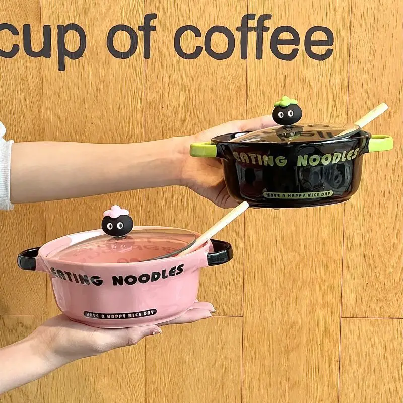 

High-end Ceramic Instant Noodle Bowl, Good-Looking Double-Eared Soup Bowl, Personal-Sized Noodle Bowl for Instant Noodles