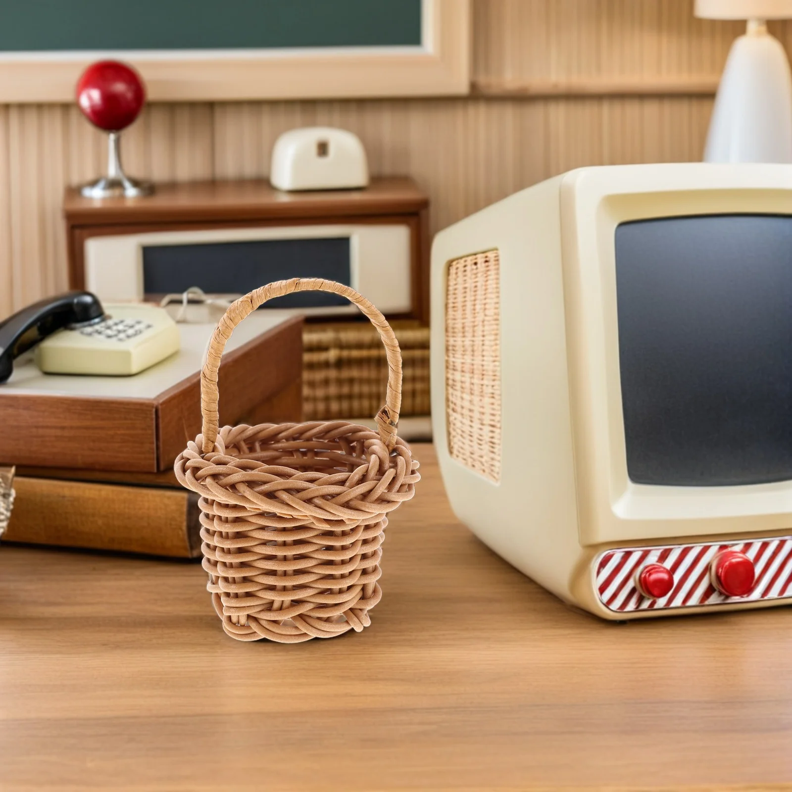 8 قطعة سلال منسوجة صغيرة 3.14X2.36X2.16 في سلة مصنوعة يدويًا من الخيزران للديكور حديقة خرافية لحفلات الزفاف وسطح المكتب
