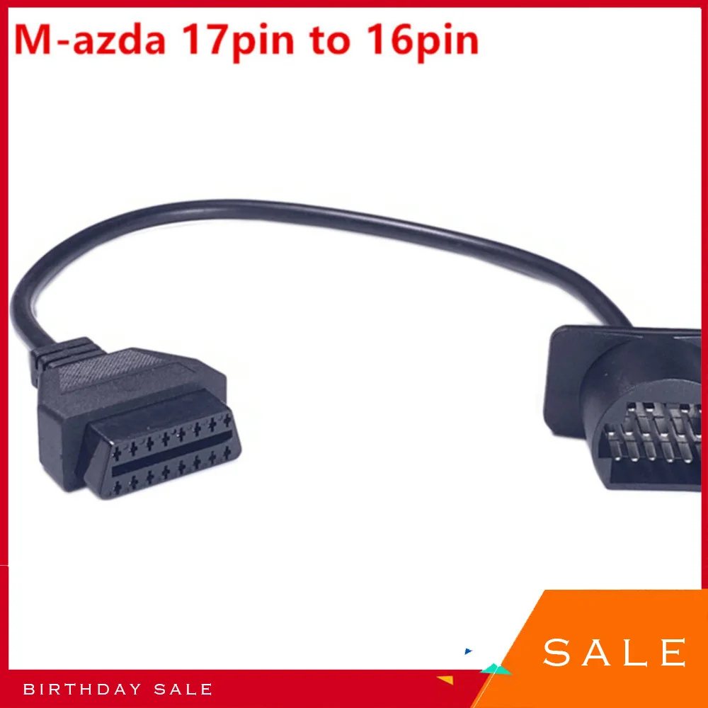 

JMLOBD For Maz-da 17 Pin Cable OBDII OBD2 Cable Diagnostic Adapter Connector Obd2 M-az-da 17pin To 16Pin