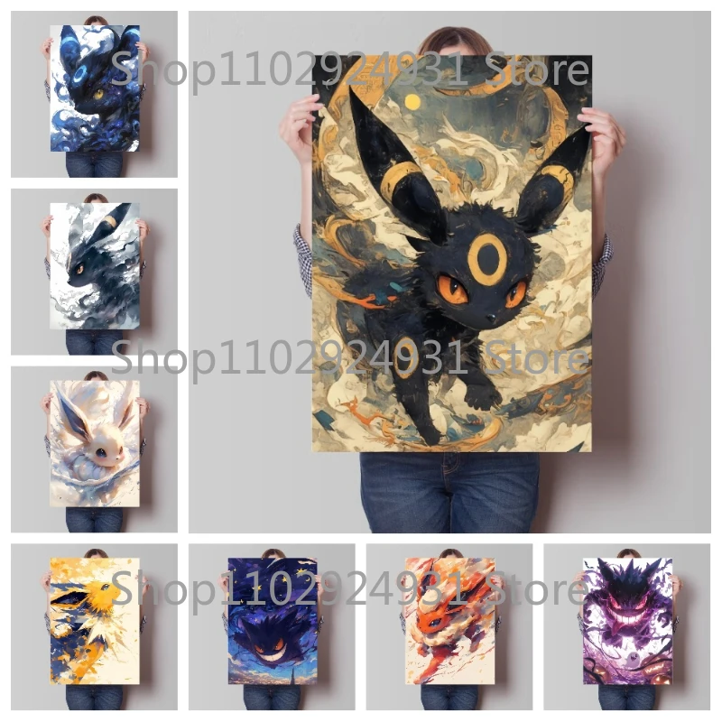 Anime Pokemon Poster Character Pikachu Charizard Eevee HD Printed Canvas Painting Suitable for Home Wall Decoration Art Painting
