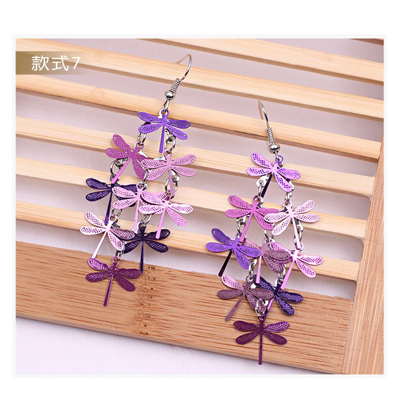 Multilayer Cute Colorful Dragonfly Bohemian Drop Dangle Earrings For Women Vintage Long Boho Fashion Jewelry Female Girl Gift