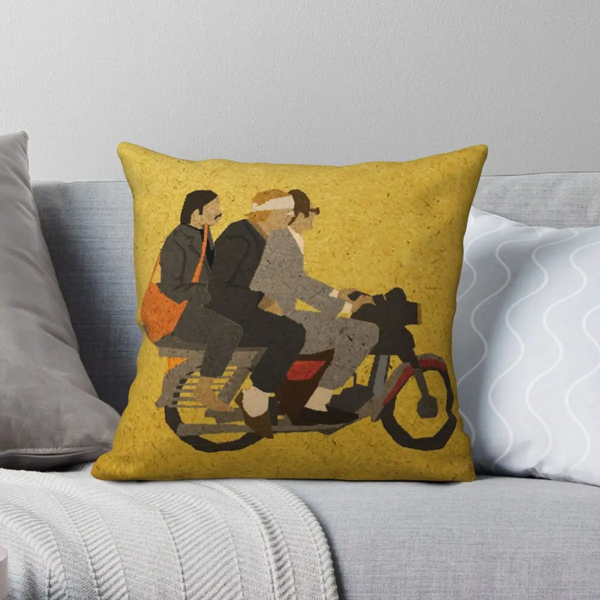 Wes Anderson Motorcycle Square Pillowcase Polyester Linen Velvet Creative Zip Decor Pillow Case Room Cushion Cover 45x45