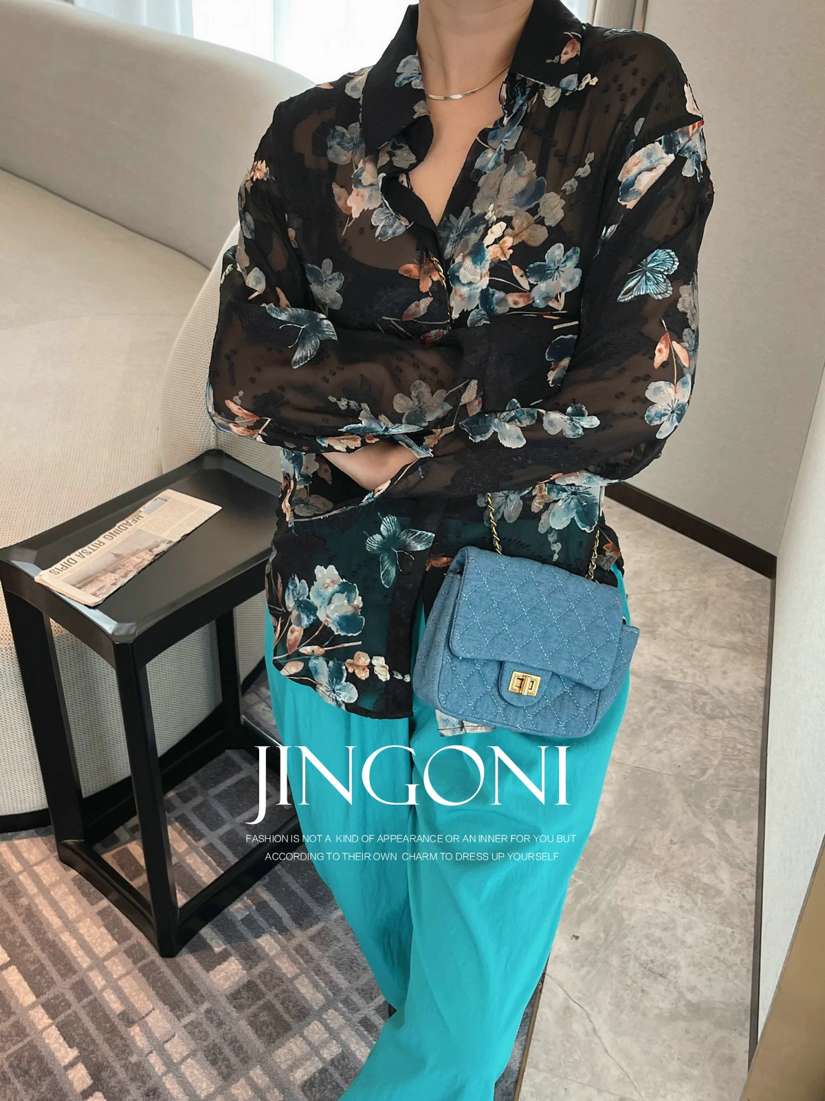 Chiffon Floral Shirts Blouses Y2k Women Clothing 2024 Summer Fashion Korean Style Elegant Vintage Tops Long Sleeve Crop Oversize