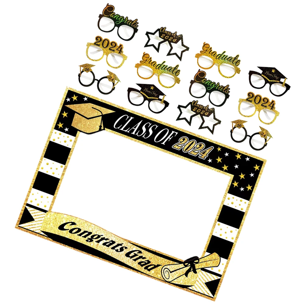 

1 set Graduation Glasses Photo Props 2024 Season Eyewear Party Supplies Creative Frame Decorations DIY Fun Accessories