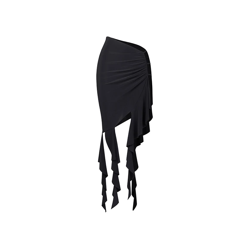 UK Latin Dance Skirt-Asymmetric Laser Cut Skirt with Built-in Shorts&Practice Wear for Women Professional ballroom dance costume