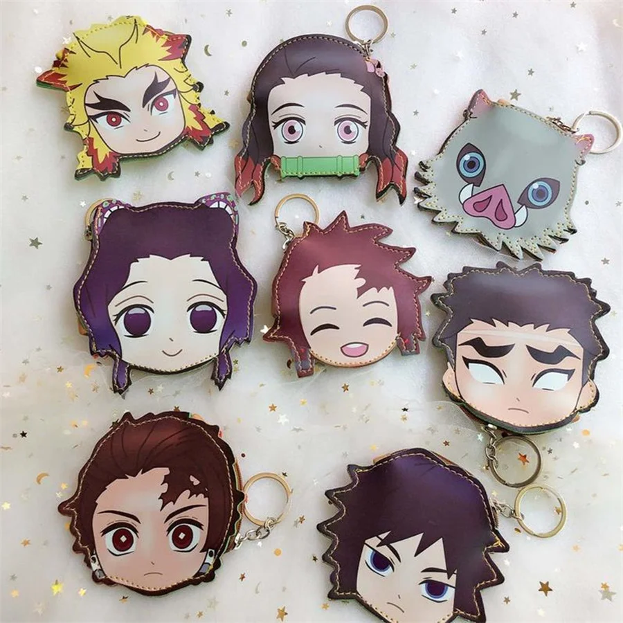 

Kimetsu No Yaiba Kamado Nezuko Hashibira Inosuke Coin Wallet Purse Keychain PU Cartoon Wallet Key Pendant