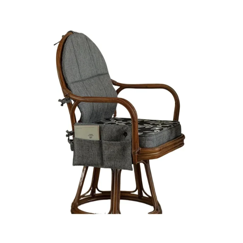 Rattan art retro rattan weaving, casual single study chair, 360-degree rotation, homestay tea room chair