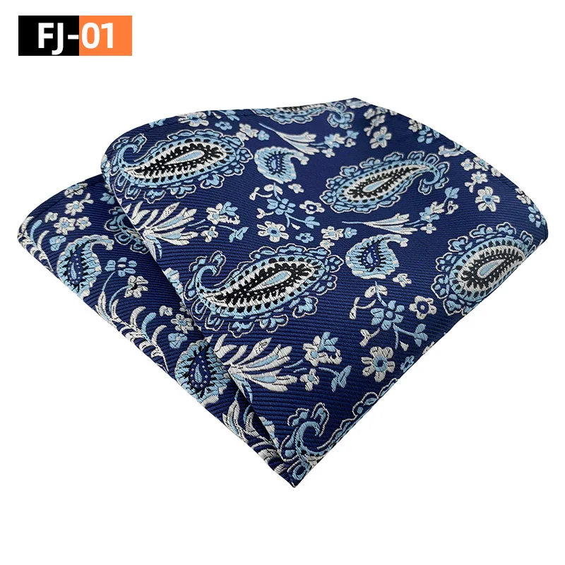 25*25CM Pocket Square Paisley Cashew Flower Polyester Handkerchief for Man Business Wedding Suit Accessories Wholesale