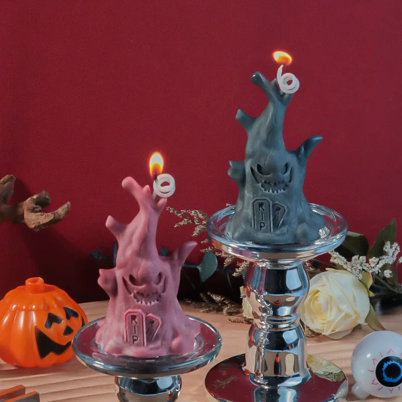 

Halloween Ghost Tree Stump Candle Mold Horror Ghost Ornament Mold Gypsum Ornament Resin Soap Chocolate Mold Home Decor
