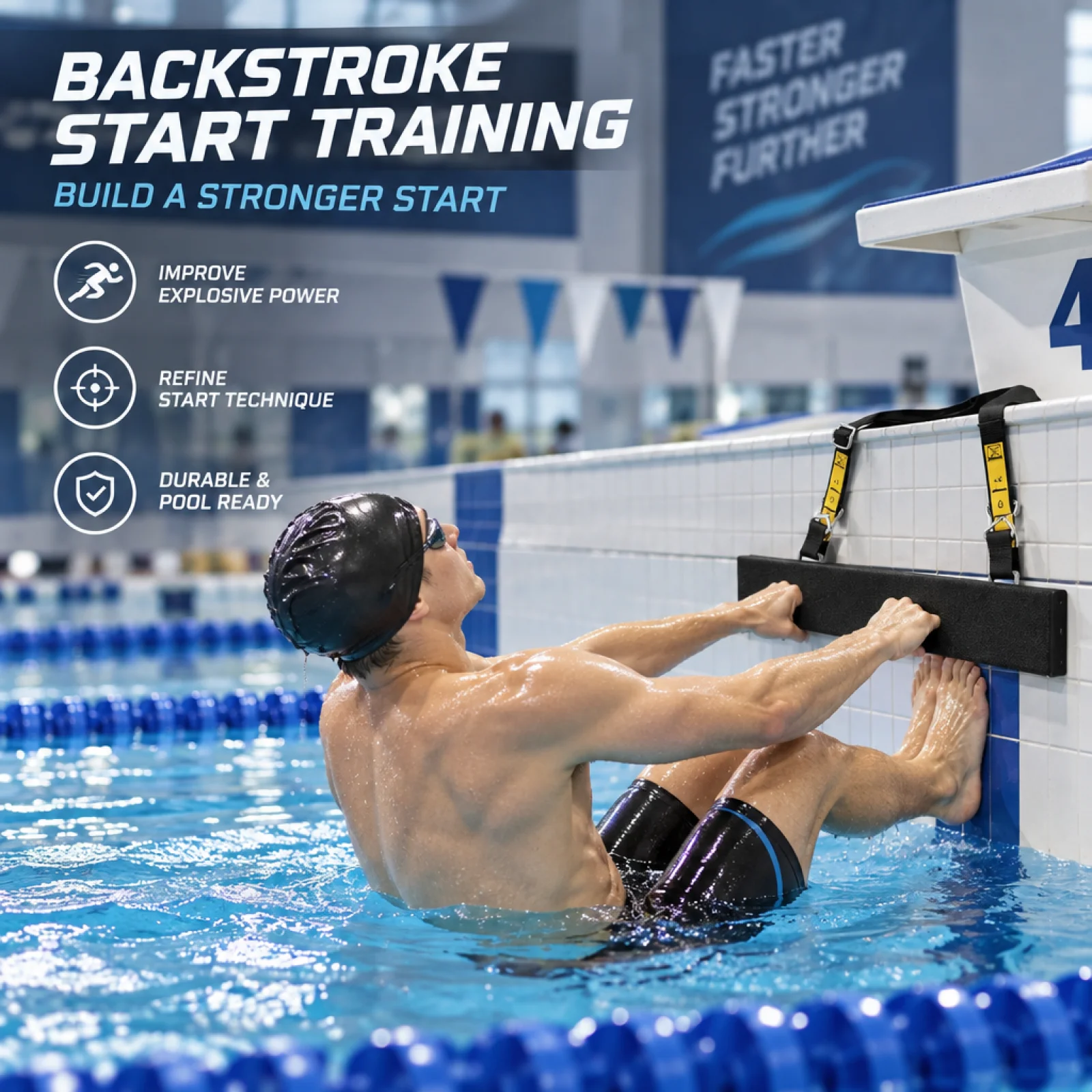 Backstroke Training Device with Straps Adjustable Backstroke Start Wedge Padded Equipment for Swimmers, Coaches, Poolside