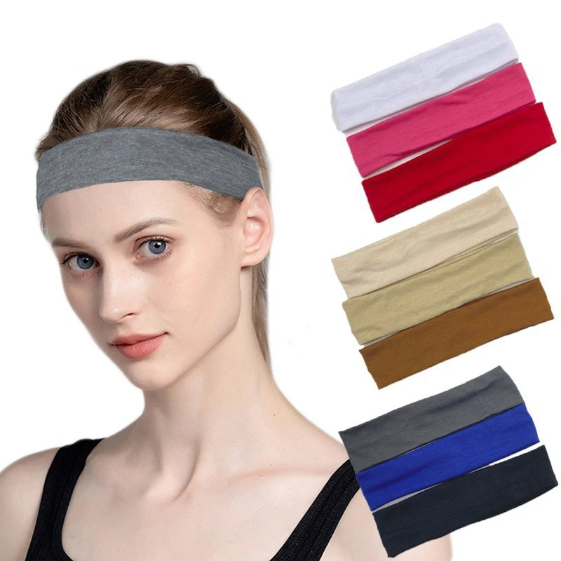 New Cotton Hairband Men's Women's Sports Yoga Head band Solid Color Headwear Makeup Accessories Running Fittness sweatband