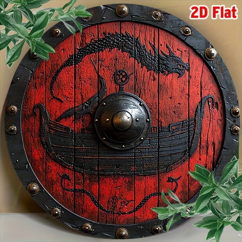 2D Flat, 1pc Vintage Viking Battle Shield - 8