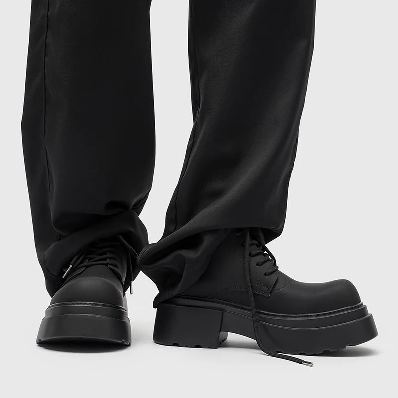 New Commuter Men Derby Shoes Thick Bottom Fashion Big Head Mickey Daily Casual Work Boots