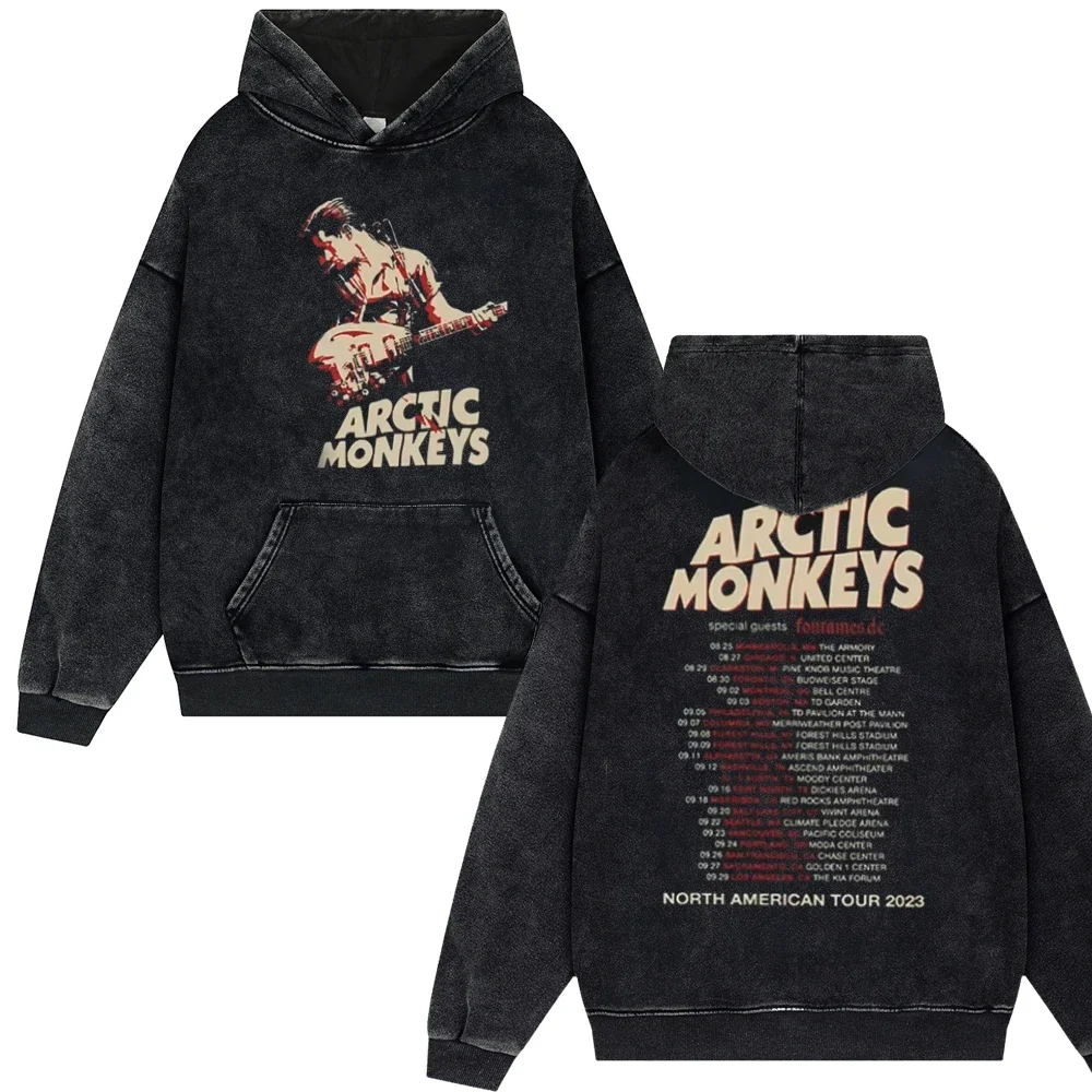 Rock Arctic Monkeys 2024 Tour Music Tracklist Print Vintage Washed Men Women Hip Hop Retro Fashion Oversized Streetwear Pullover