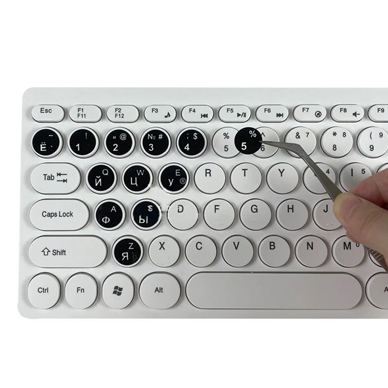 1Pc Russian Smooth Round 2 Colors Keyboard Sticker Language Protective Film Layout Button Letters PC Laptop Accessories
