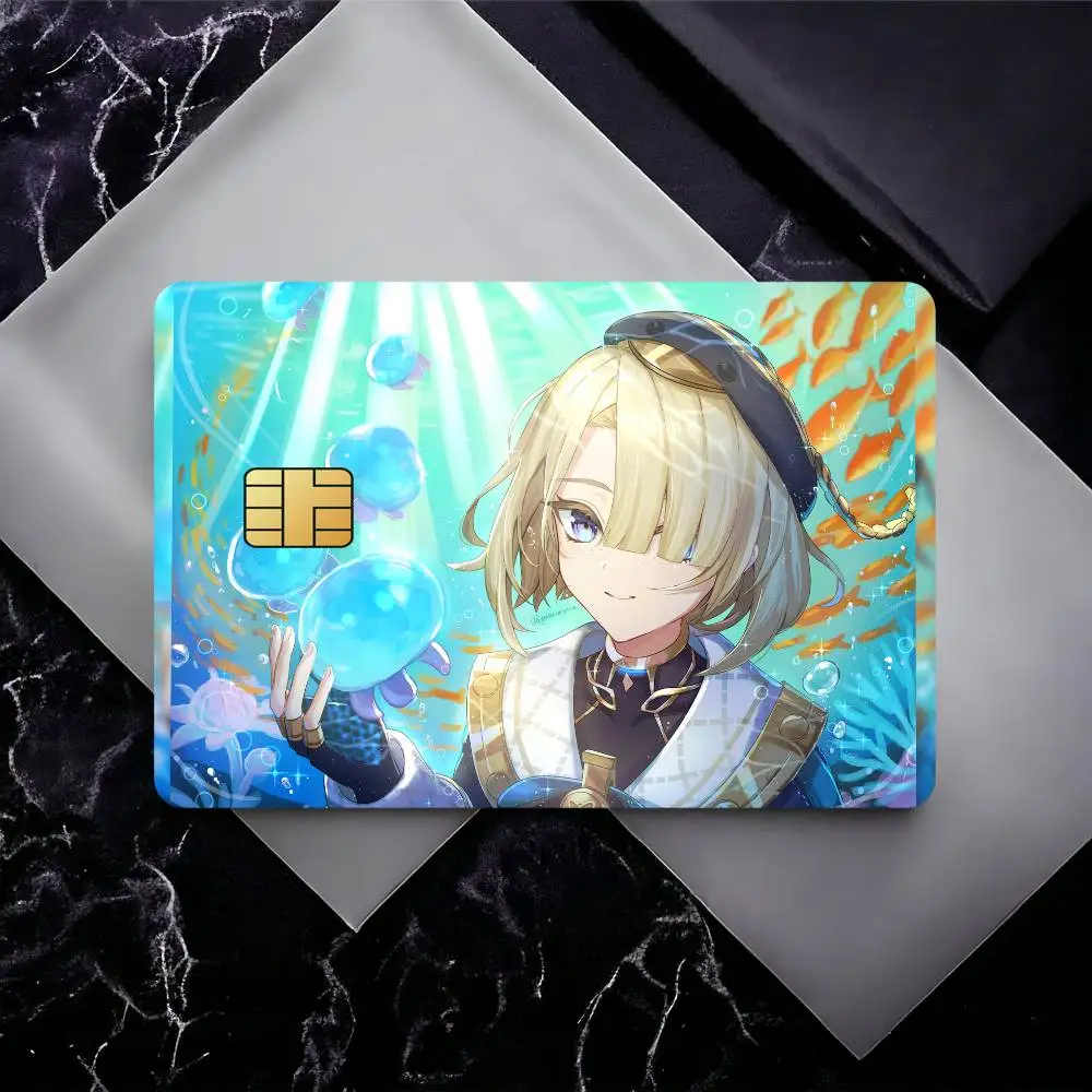 Genshin Impact Freminet Credit Card Skin Stickers for Bank Card Bus Metro Card Sticker Waterproof Gift