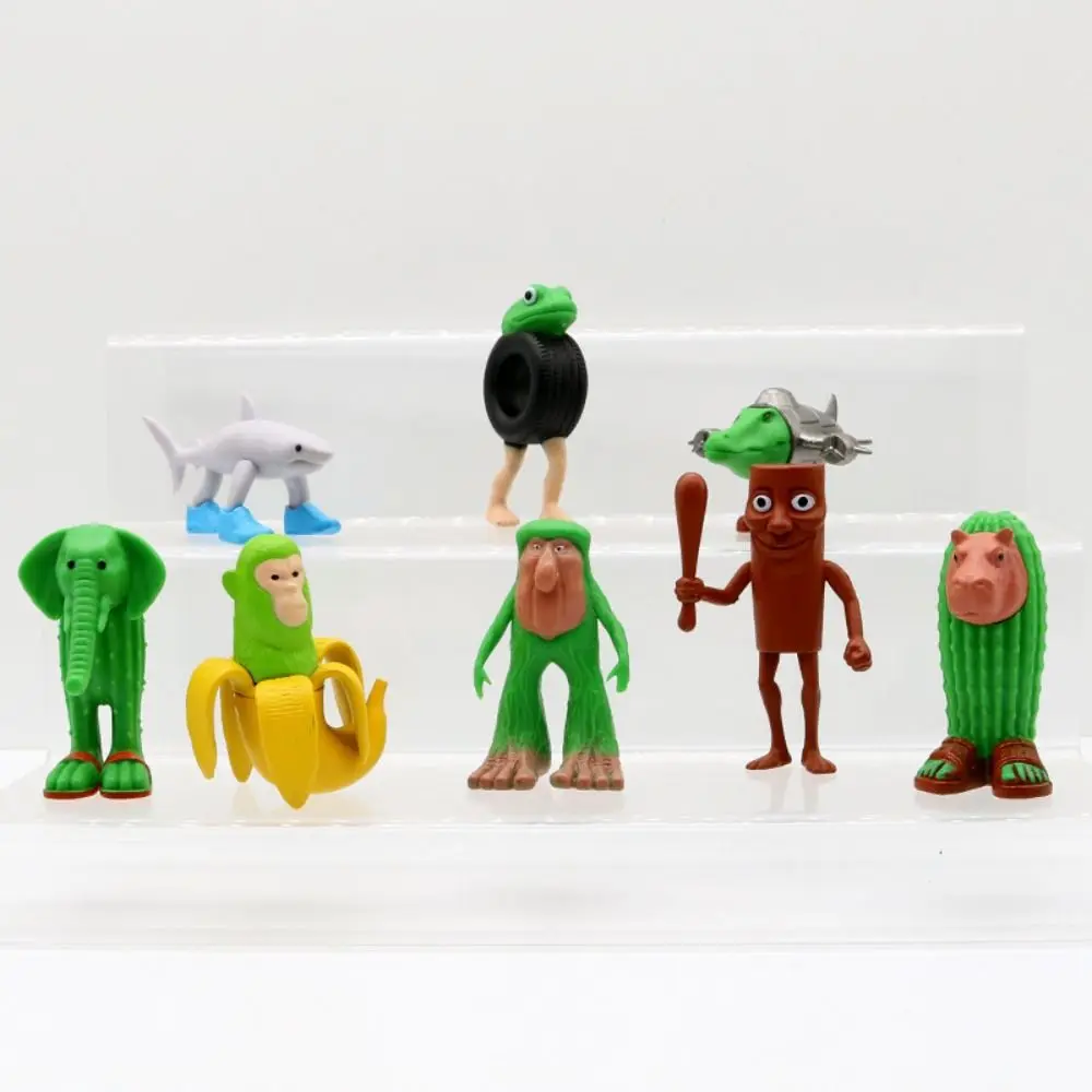 

8pcs/set Tralalero Tralala Brainrot Italian Brainrot Figure Resin Shimpanzini Tung Tung Tung Sahur Figure Sensory Toy