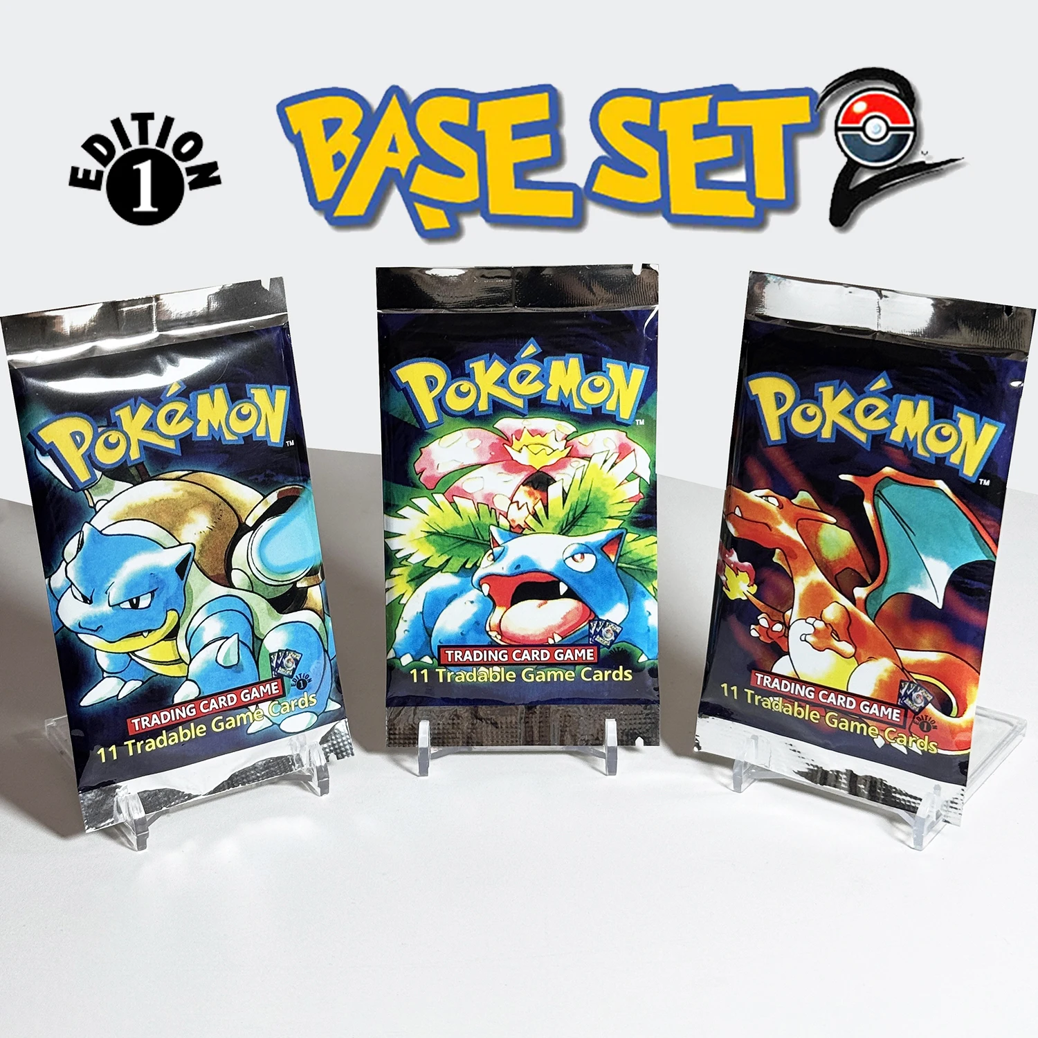 PKM 1ST طبعة معركة الداعم حزم الكلاسيكية قاعدة مجموعة الوكيل أرواق لعب Charizrd Blastoise Venusaur جمع PTCG لعب الصبي هدية