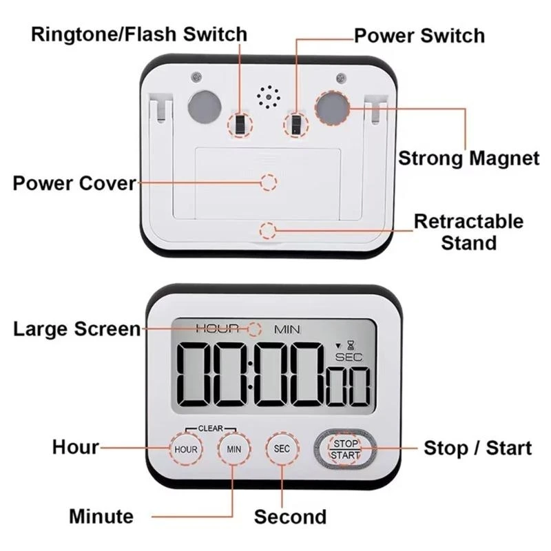Large LCD Display Timer Count Up/Down Timer for Classroom Home Timer A2BB