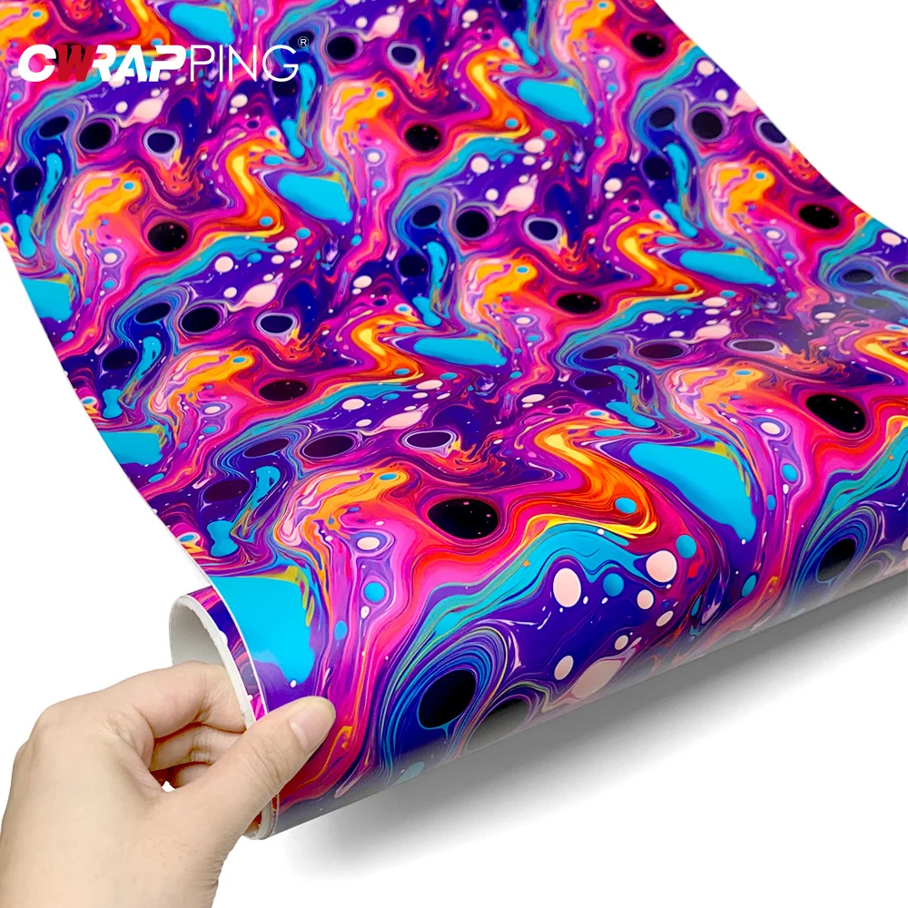 Multicolor Bubble Swirl Camo Vinyl Wrap Film PVC Waterproof Adhesive Film for Car Motorcycle Helmet Skateboard DIY Decor Vinyl