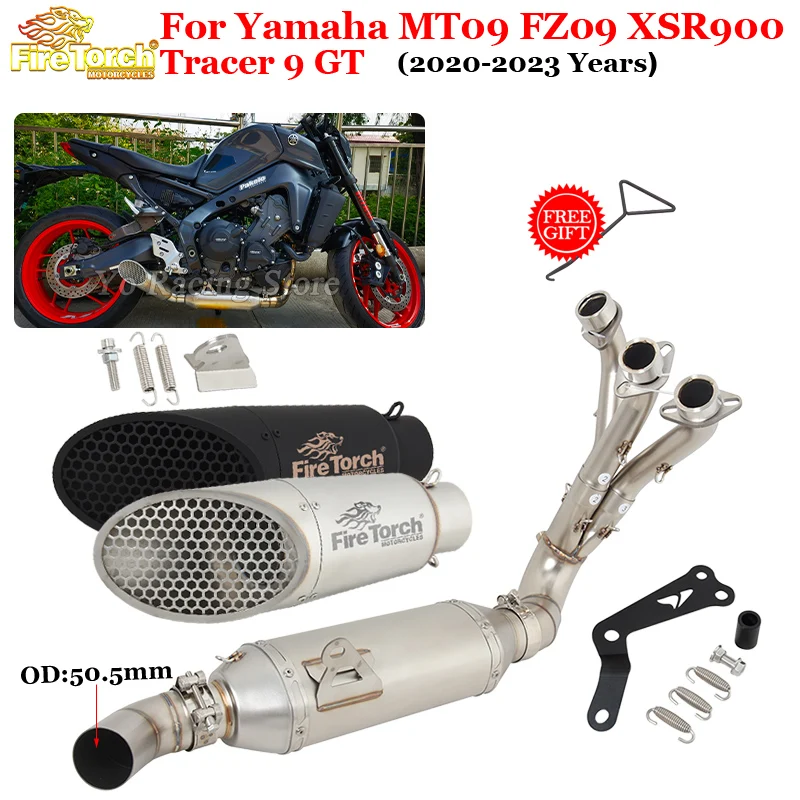 For Yamaha MT09 FZ09 XSR900 XSR 900 Tracer 9 GT 2022 2023 Full Systems Motorcycle Exhaust Escape Front Link Pipe Mesh Muffler