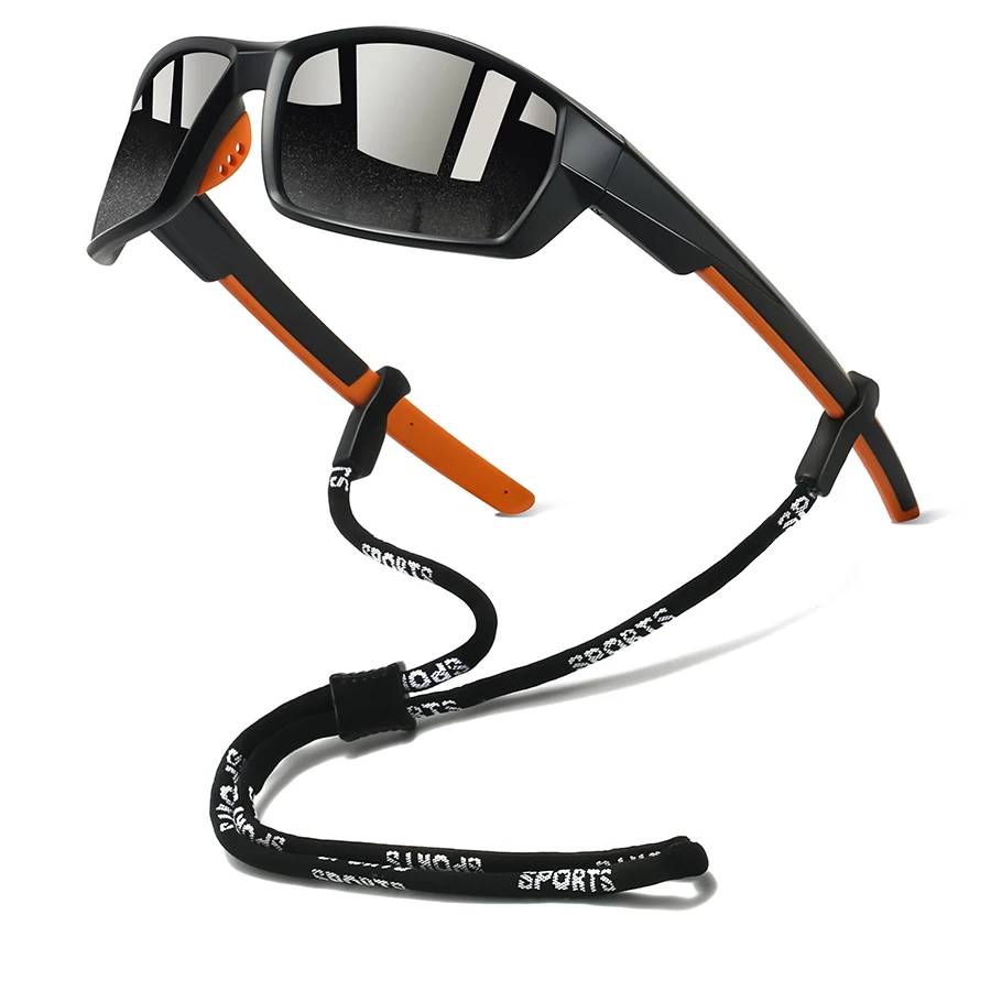 نظارات شمسية عصرية UV400 للرجال والنساء مع سلسلة للجري وتسلق الجبال والقيادة والصيد والرياضة الخارجية