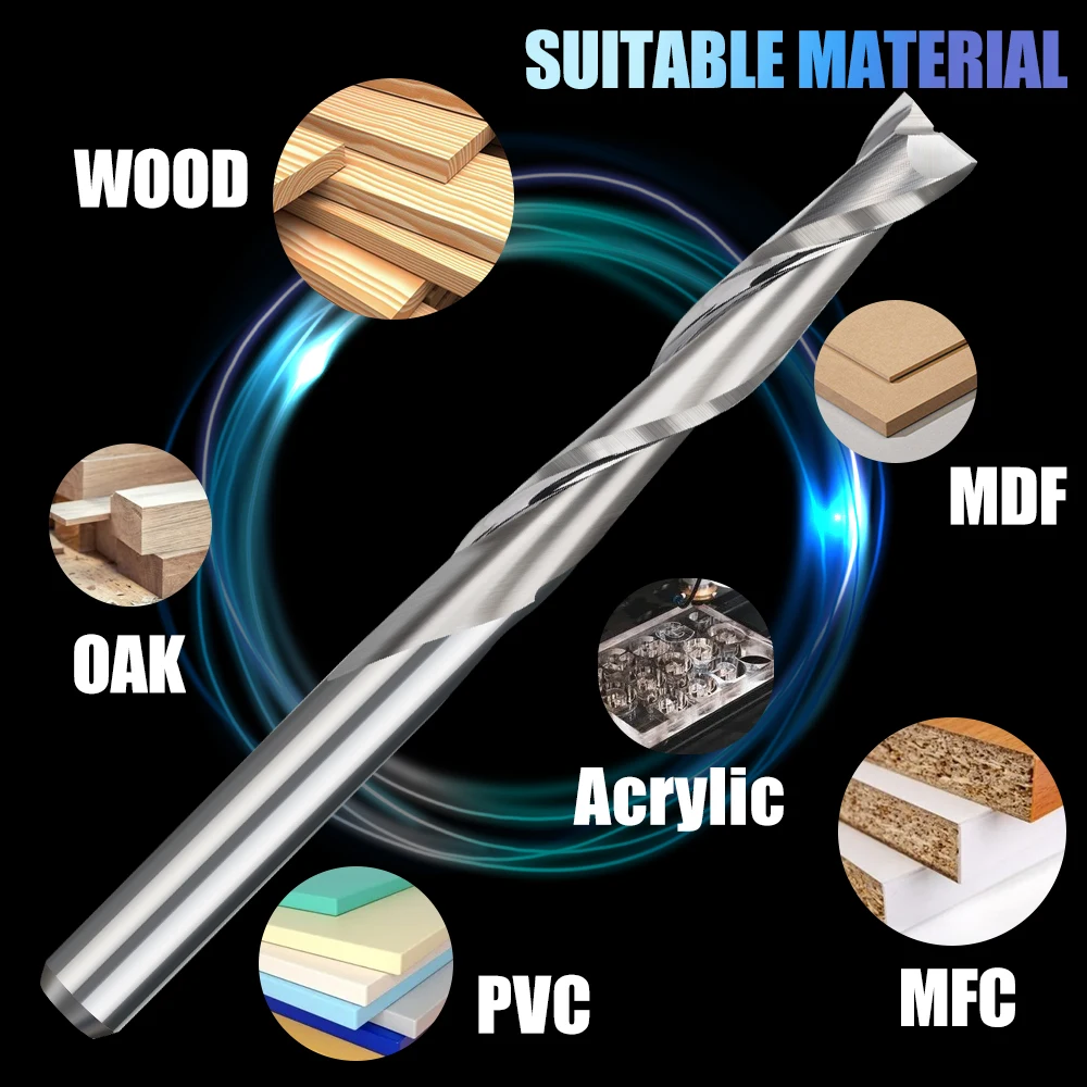 XCAN  Carbide Milling Cutter 10pcs Diameter 2.0mm 2 Flute Flat End Mill 3.175mm Shank Spiral Router Bit CNC Micro End Mills
