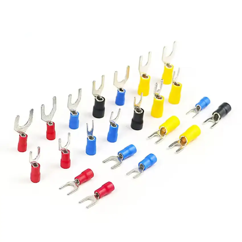 1000pcs SV series Cold pressing terminal  fork u y-type terminal pre-insulated Insulated Fork Type Terminal For Wire Connection